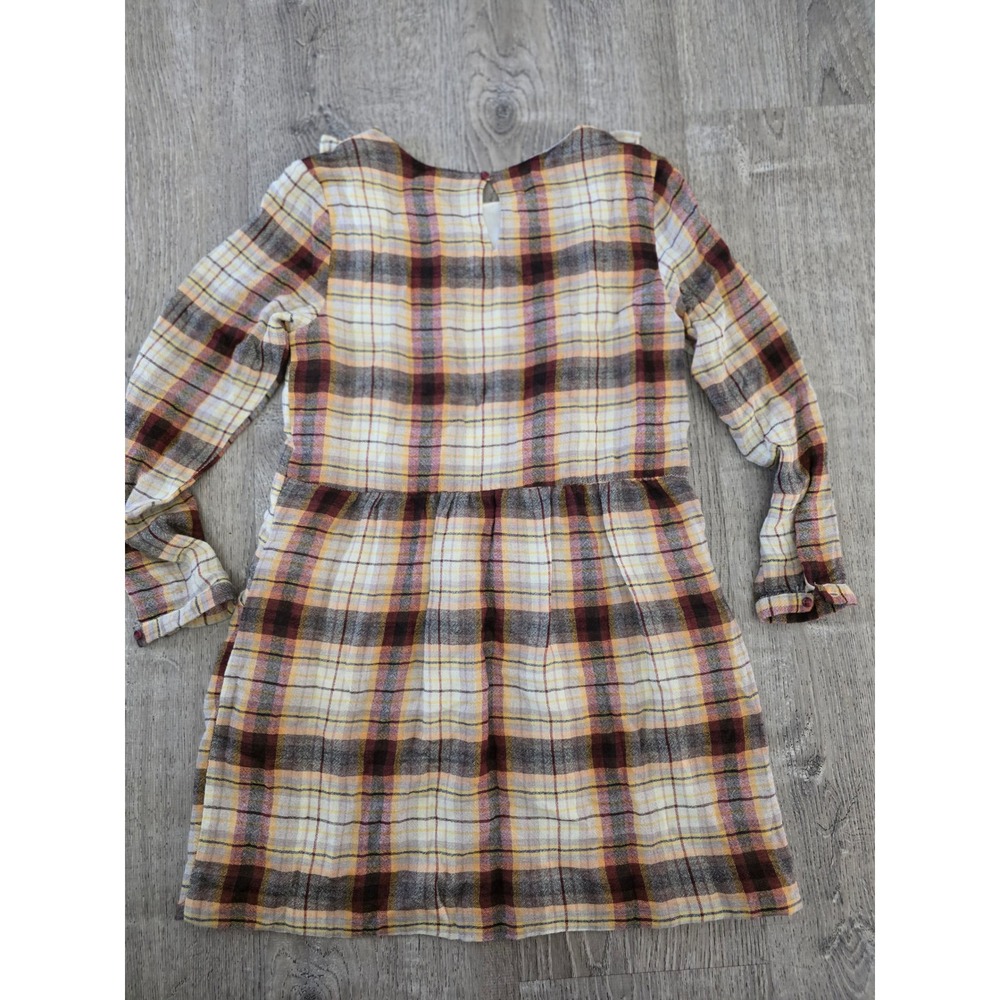 Zara Girls Plaid‎ Ruffle Dress Burgundy Mustard Size 13-14  NEW - Picture 9 of 9